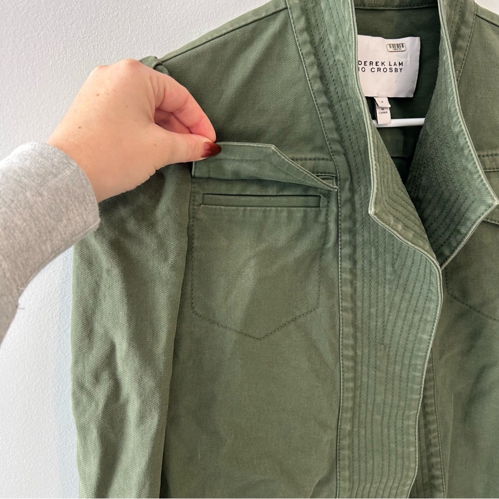 Derek Lam 10 Crosby Green Army Cropped Cargo Jacket Size 4 - Picture 3 of 12